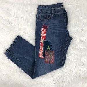 CAbi Patchwork Denim Capri Pants Jeans Size 6